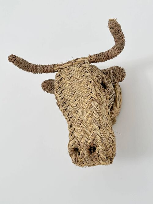 Handwoven rattan decor wicker Bull mask wall hanging
