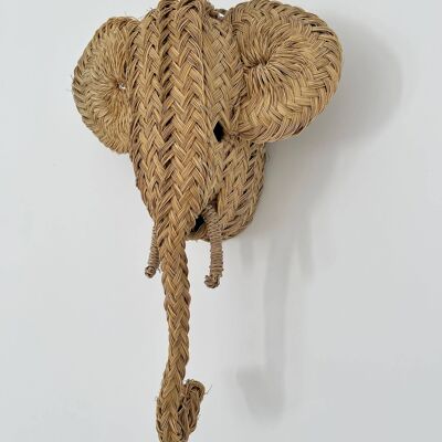 Handwoven rattan decor wicker Elephant mask from Morocco