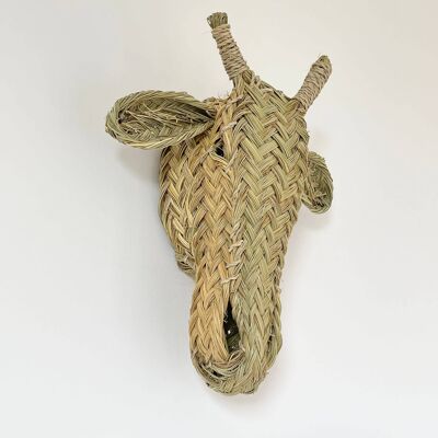 Colgante de pared de máscara de jirafa de mimbre de decoración de ratán tejido a mano