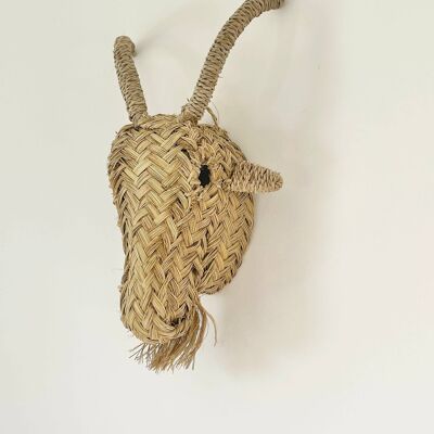 Colgante de pared de máscara de cabra de mimbre de decoración de ratán tejido a mano