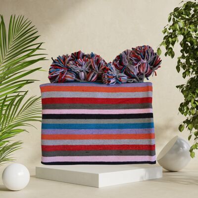 Moroccan blanket multicolor stripes Tassels bed spread