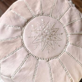 Pouf en Cuir Marocain Beige / Naturel Pouf Non Rembourré 3