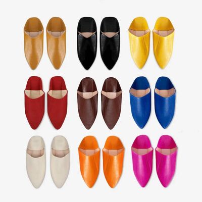 Moroccan slippers, Unisex Leather, Dyed With Natural Color