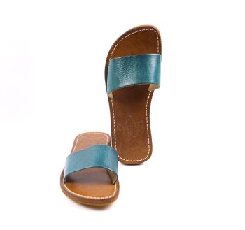 Sandale en cuir turquoise 1