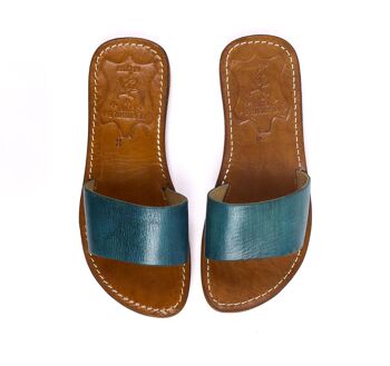 Sandale en cuir turquoise 2