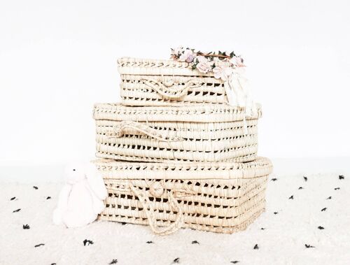 Wicker suitcases, storage, natural materials boho & Chic
