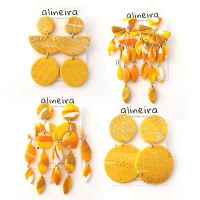 4 pairs, Sunny days collection of polymer clay earrings