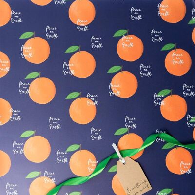 Peace on Earth satsuma christmas wrapping paper