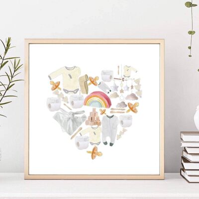 New Baby Heart Print