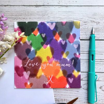 Je t'aime maman coeurs aquarelle carte de fête des mères