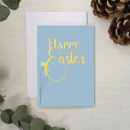 Happy Easter pastel blue card
