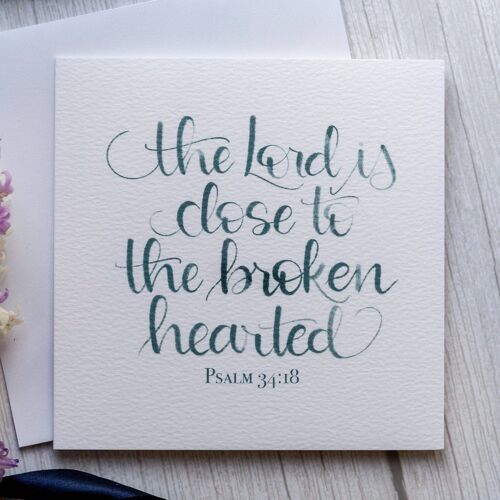 Christian condolence card - Psalm 34:18