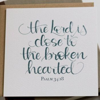 Carte de condoléances chrétienne - Psaume 34:18 2