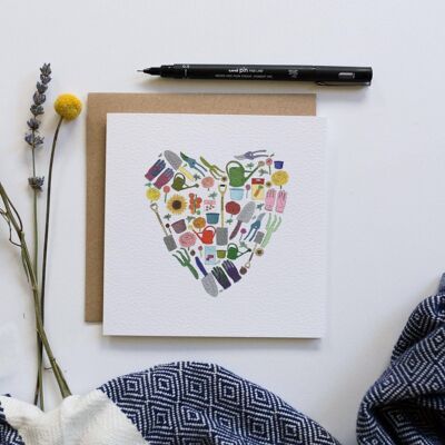 Tarjeta de corazón de jardinería