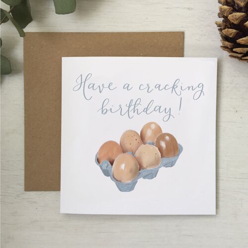 Birthday card, “Have a cracking birthday” egg pun