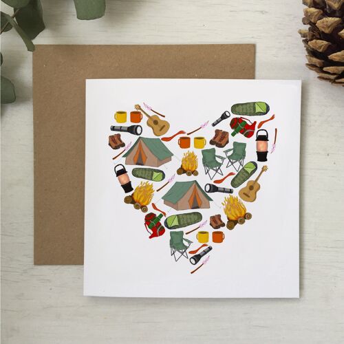 Greeting card, Camping heart adventure