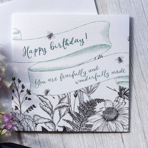 Fearfully & wonderfully made birthday card