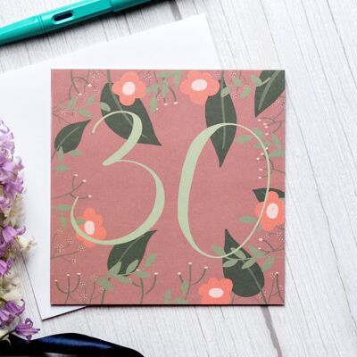 30e carte d'anniversaire florale