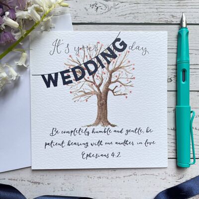 Love tree Christian wedding card