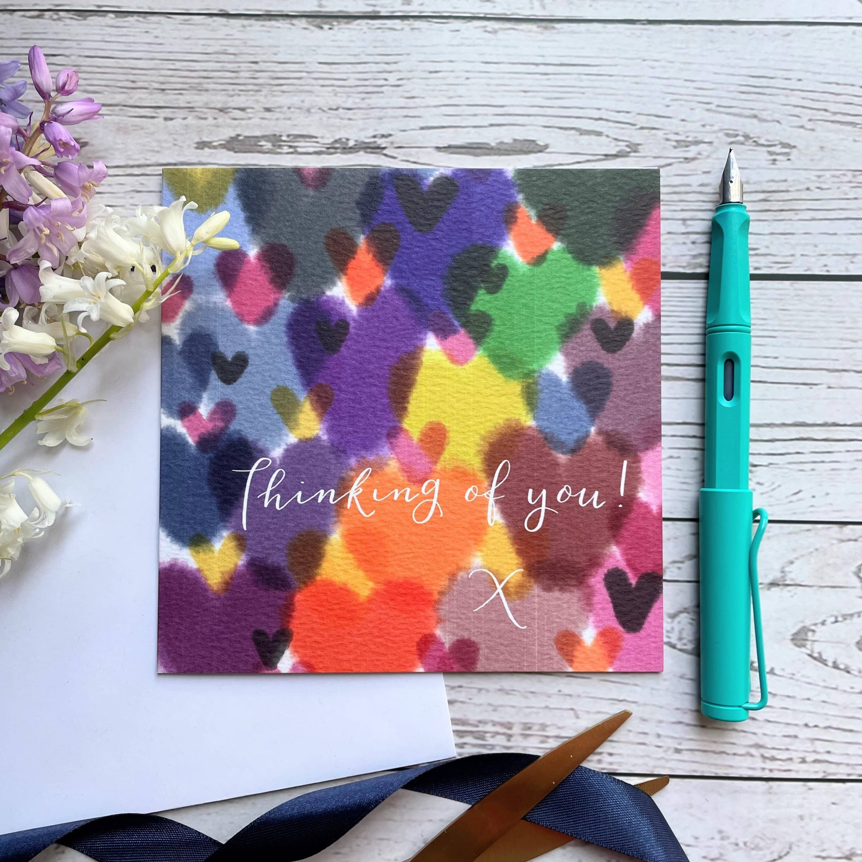 Thinking of you watercolour heart card
