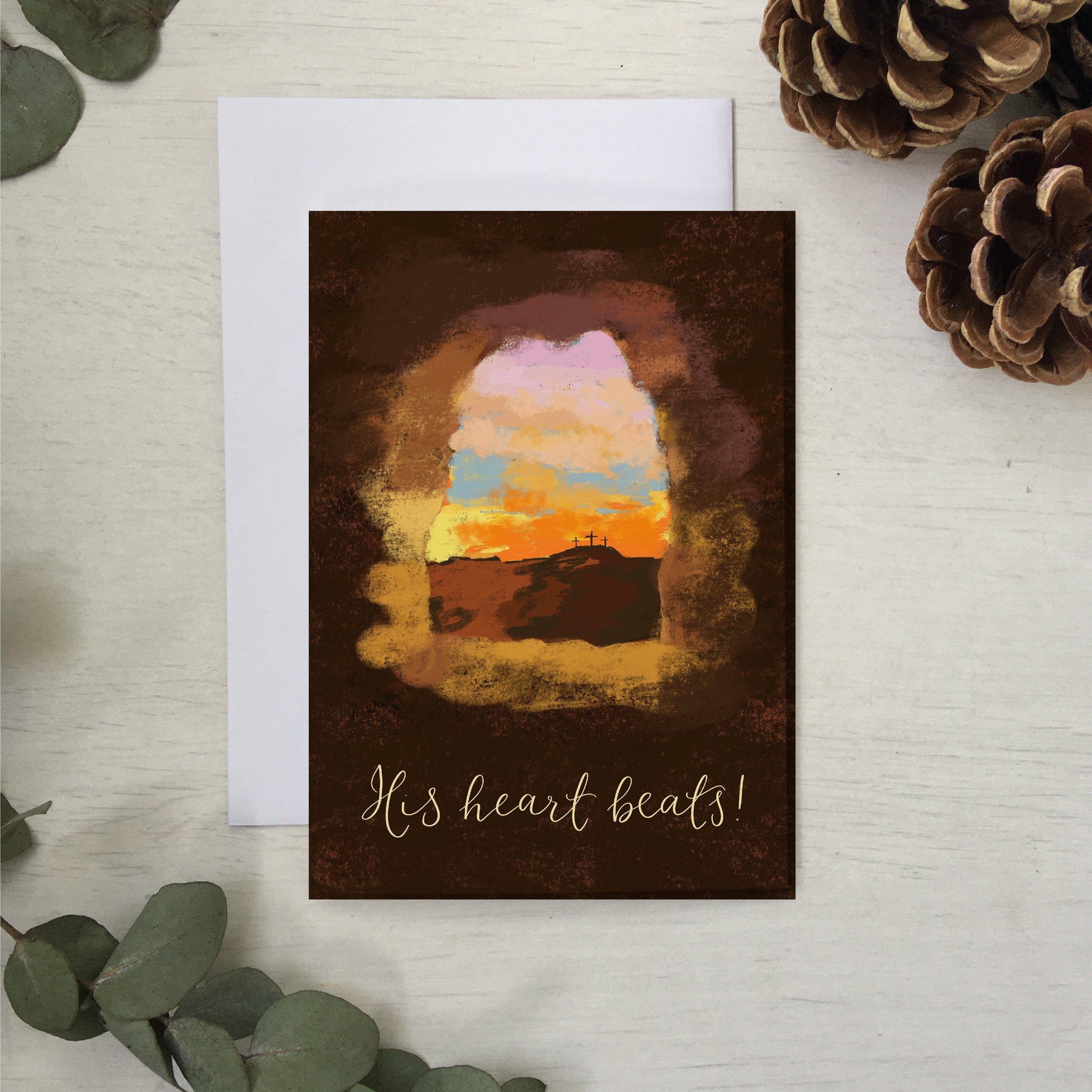 Tarjeta de Pascua cristiana - Su corazón late