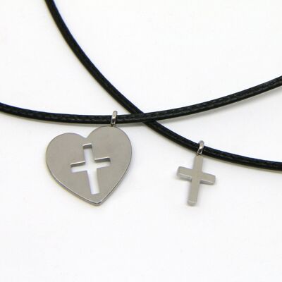 Conjunto de joyas de la amistad corazón/cruz para 2 personas que quieran compartir su amor de una forma muy especial!