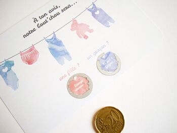 Mini carte à gratter annonce sexe du bébé - fil à linge 4