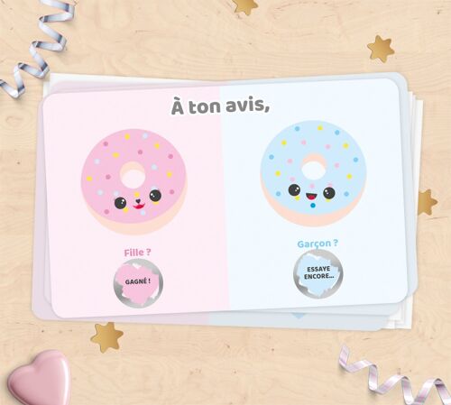 Mini carte à gratter annonce sexe du bébé - donuts