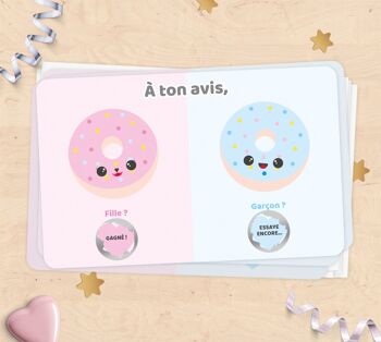 Mini carte à gratter annonce sexe du bébé - donuts 1