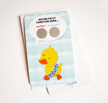 Mini carte à gratter annonce sexe du bébé - canard en bouée 2