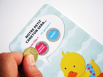 Mini carte à gratter annonce sexe du bébé - canard en bouée 3