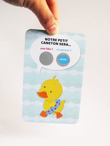 Mini carte à gratter annonce sexe du bébé - canard en bouée 4