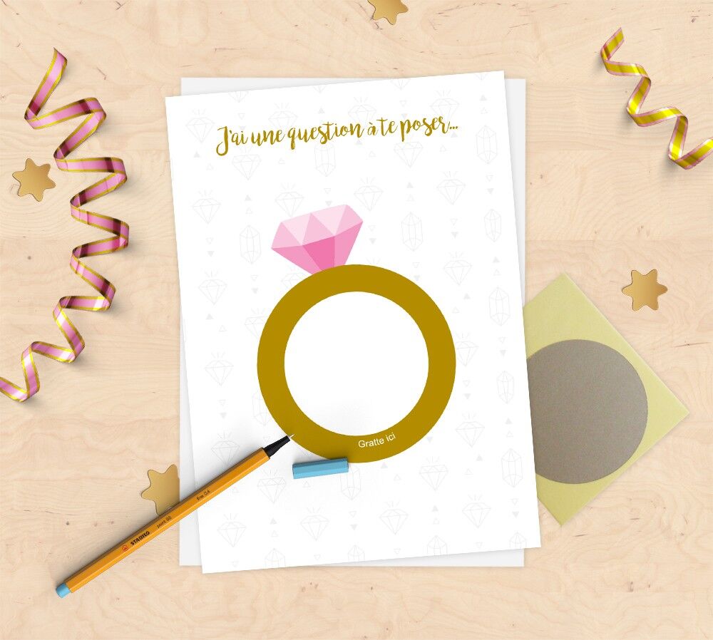 Ankündigungskarte zum Rubbeln zum Personalisieren - Ring