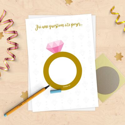 Scratch-off announcement card to personalize - ring