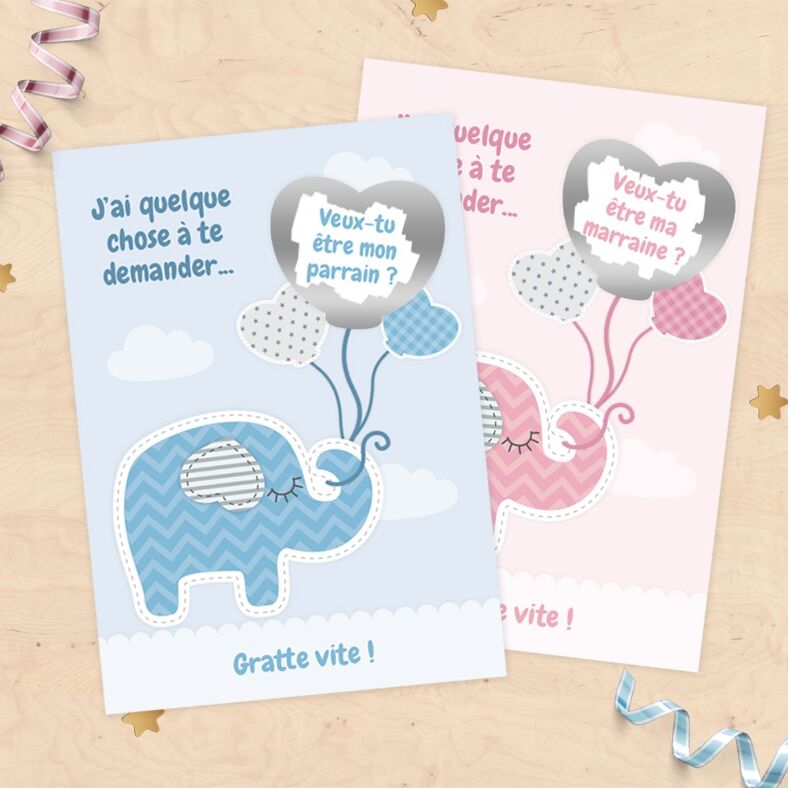 Carte à gratter à personnaliser pour demande de parrain/marraine, annonce  grossesse – Nounours – Mimosa Chroma