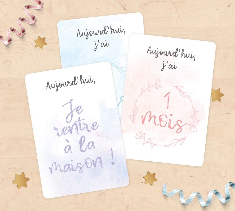 Fasi delle carte di vita del bambino - Regalo di nascita - Acquerello