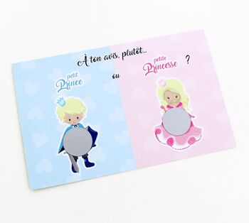 Mini carte à gratter annonce sexe du bébé - Prince ou Princesse 2