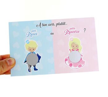 Mini carte à gratter annonce sexe du bébé - Prince ou Princesse 3