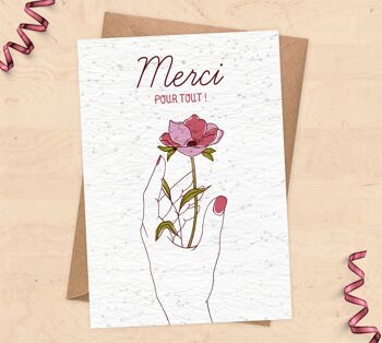 Carte à planter "Merci pour tout"  - cadeau nounou, Maîtresse, ATSEM 1