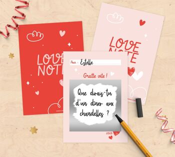 Lot de 6 mini carte à gratter à personnaliser pour Saint Valentin - Love note 2