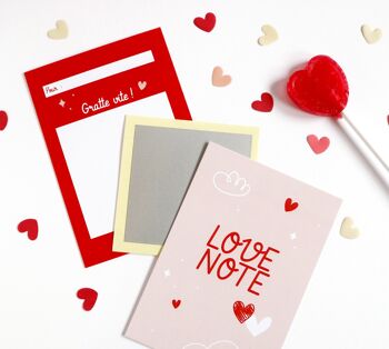 Lot de 6 mini carte à gratter à personnaliser pour Saint Valentin - Love note 3