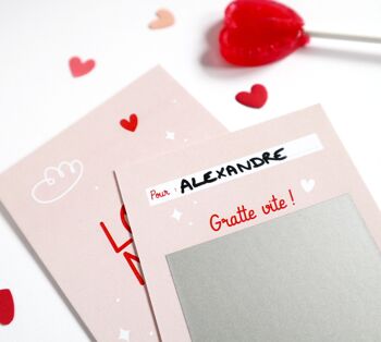 Lot de 6 mini carte à gratter à personnaliser pour Saint Valentin - Love note 4