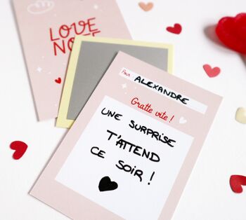 Lot de 6 mini carte à gratter à personnaliser pour Saint Valentin - Love note 5