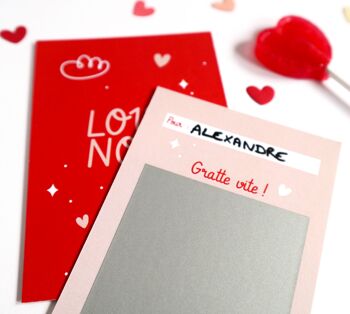 Lot de 6 mini carte à gratter à personnaliser pour Saint Valentin - Love note 6