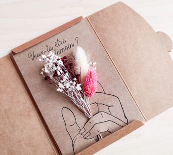 Carte avec fleurs séchées pour demande de témoin, demande en mariage 5