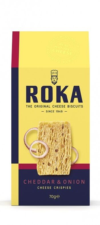 ROKA Cheese Crispies Fromage Cheddar avec Oignon 70g 1