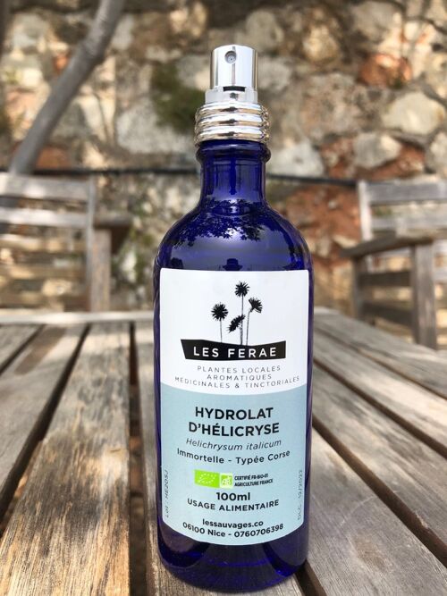 Hydrolat d'hélicryse (ou Immortelle- typée corse) - Verre bleu de Grasse 200ml