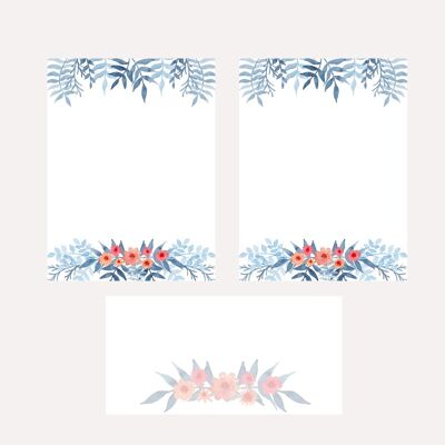 Stationery Flowers blue A4