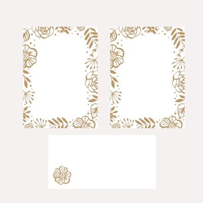 Stationery Flowers gold A4