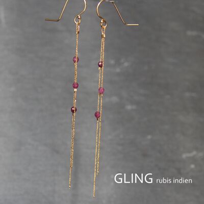 Boucles d'oreilles gling rubis indien